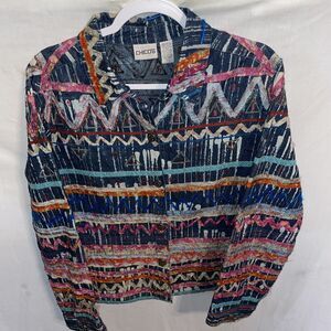 Chico’s Women’s Dressy Shacket Size Large Multicolor Going Out Party Fun City